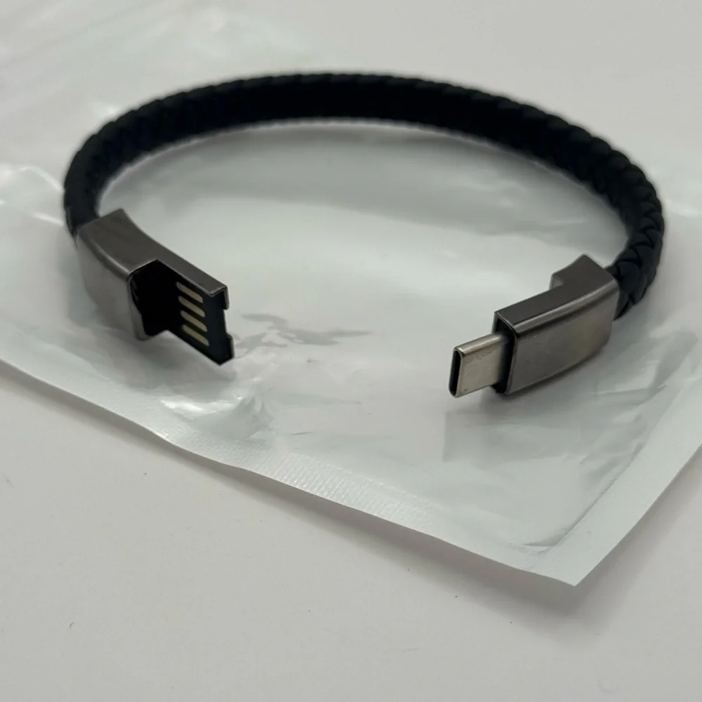 Elegant Black Braided Bracelet Charging Cable USB A to C